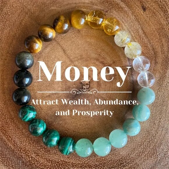 Natural Gemstone Beaded Bracelet For Wealth Abundance & Prosperity With Tiger Ey - Picture 1 of 6